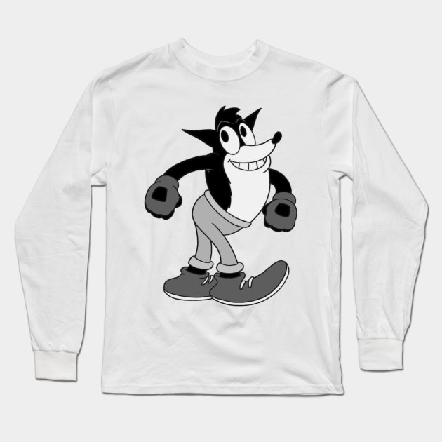 Crash Bandicoot Cuphead 1930s rubberhose style Long Sleeve T-Shirt by Kevcraven